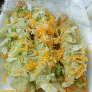 I could have sworn I ordered these 3 rolled tacos with cheese and guac!! Come on guys!!! This is SUPER scimpy!