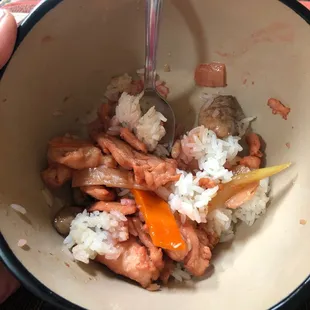 Garlic chicken take out...almost all the way gone!