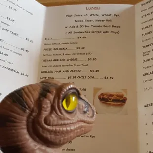 Bob the Raptor Says "There nice things on the menu."