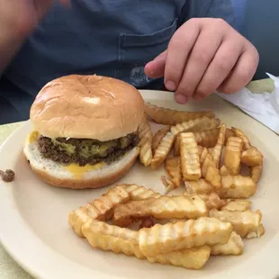 Chili cheeseburger and fries