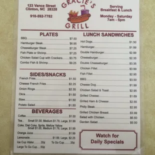 menu