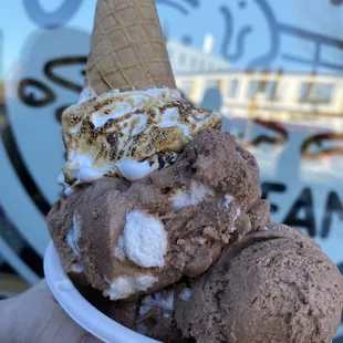 chocolate marshmallow with a fluff cone