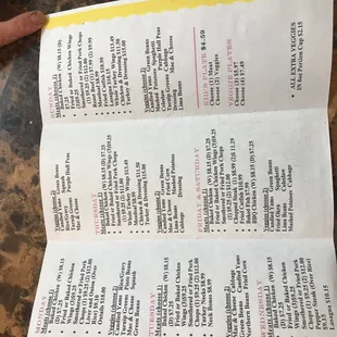 It&apos;s sideways, but here is a picture of their menu.