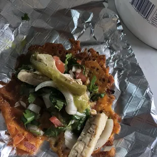 Cheese tortilla/chicken,Asada ,alpastor,or brisket are your options! Pico degallo ,avocado or guacamole and cheese ( Keto friendly)