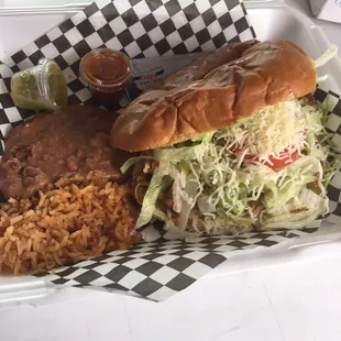 Torta plate! Chicken beef or pork serve with rice and beans or fries