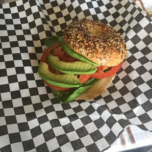 VEGGLE! Sesame Bengal,avocado,tomatoes spinach and mozzarella