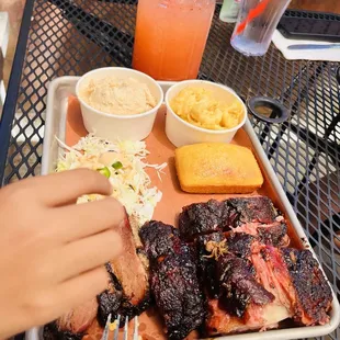 Baby Back Rib Plate with strawberry lemonade