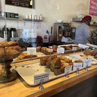 a display of baked goods