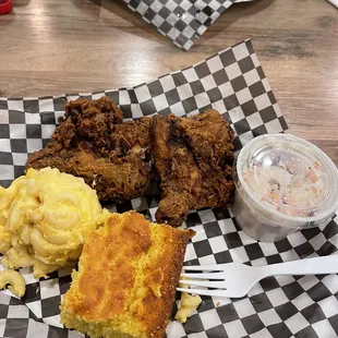 Dark meat chicken now showing the coleslaw.