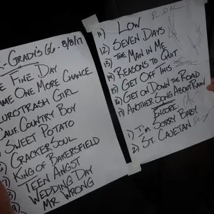 two handwritten menus