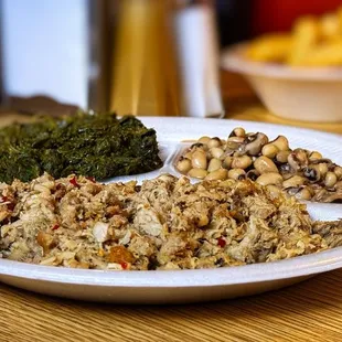 BBQ Pork Plate / Collards / Black-Eyed Peas