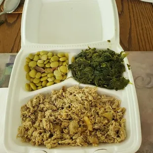 BBQ plate w Butter Beans and Collards