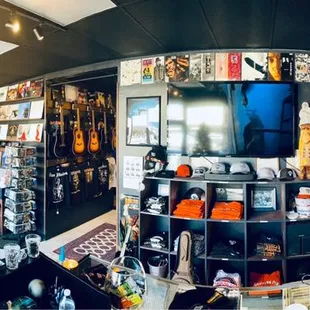 Guitars, amps, turntables, vinyl, cassettes, cds, merch, music accessories