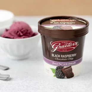 a cup of black raspberry ice cream