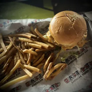 Smash burger with fries