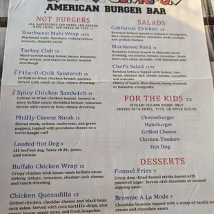 Back side of menu