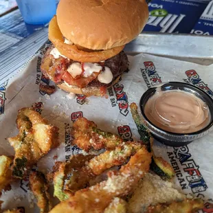 Sweet Home Alabama burger and zucchini fries