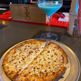 Personal Cheese Pizza &amp; Blue Milk