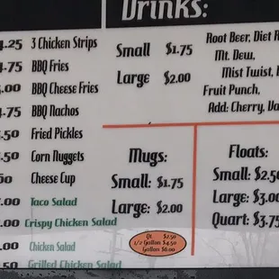 Partial menu. The prices are great.