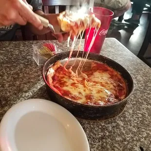 Deep dish pepperoni and sausage!