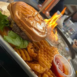 Burger and fries