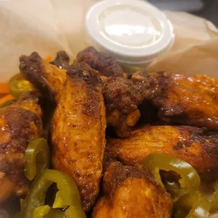chicken wings and peppers
