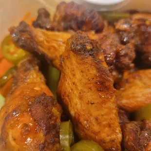 chicken wings and vegetables