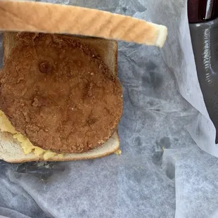 Salmon patty sandwich