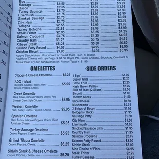 a menu for sandwiches and cheeses