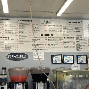 the menu of the restaurant