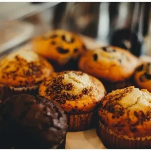 a tray of muffins