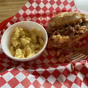 Pulled pork and smoked Mac n cheese.
