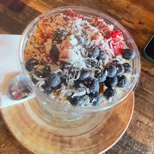 Superfruit Superfood Bowl Organic Granola, Strawberries, Blueberries, Chia Seeds, Coconut Flakes, and Honey