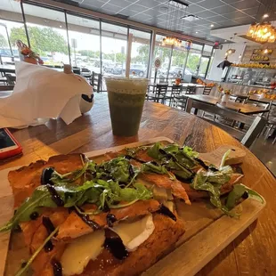 Detox Fresh juice and Go Fig or Go Home Flatbread