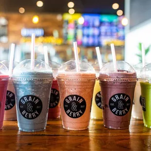 Freshly blended fruit smoothies