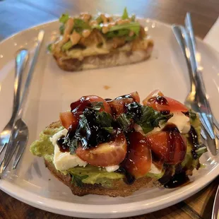 a plate of food with a fork and knife