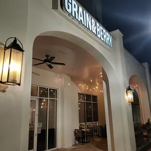 outside of restaurant at night