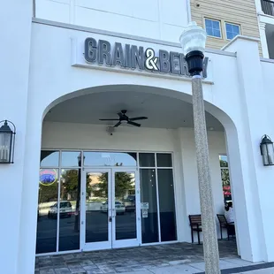the entrance to the restaurant