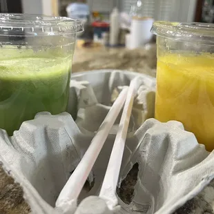 two glasses of juice