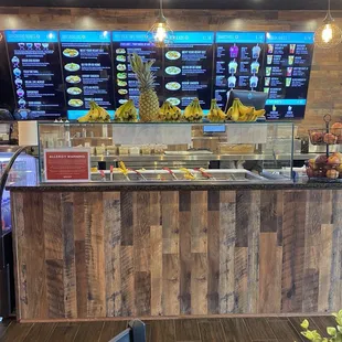 Menu and food prep area