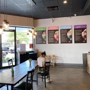 tables and chairs in a restaurant