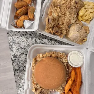 chicken, macaroni, carrots, macaroni and cheese