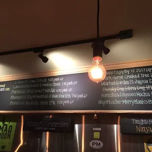 a menu on the wall