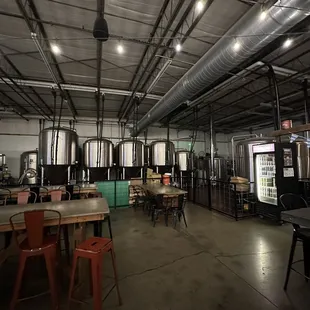 the interior of the brewery
