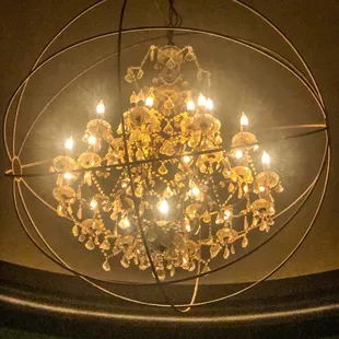 Chandelier above the bar area