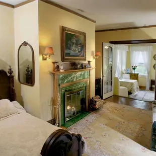 Blue Garden Suite fireplace