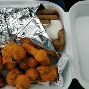 Gyro and fried mushrooms