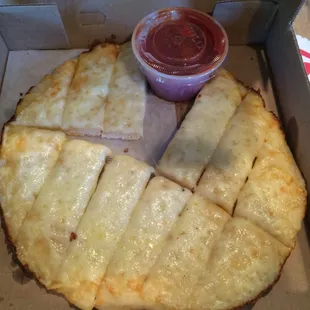 Cheesy Garlic Bread with Pizza Sauce