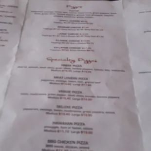 menu