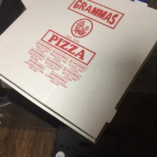 a pizza box on a table